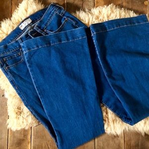 Free People wide leg bell bottom flare dark denim